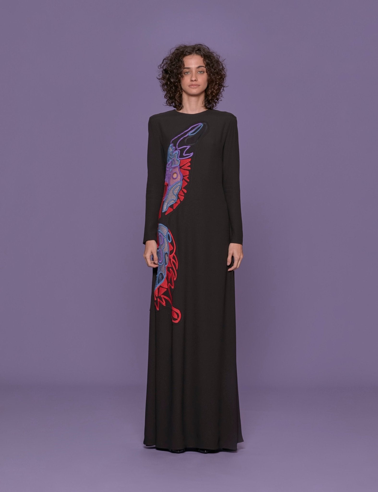 abito lungo ricamo farfalla - Frida SRL