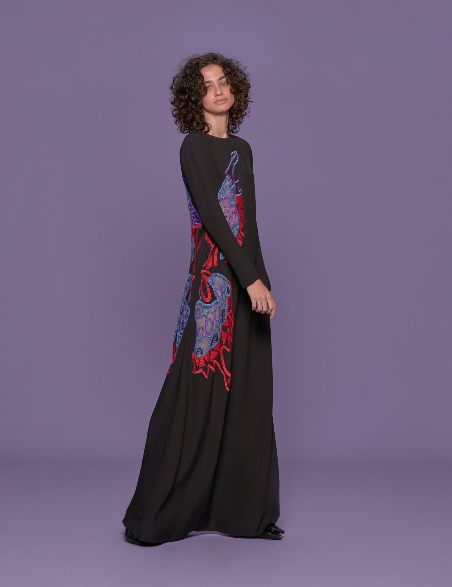 abito lungo ricamo farfalla - stella jean - abito