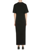 abito lungo ricamo in filo floreale nero - Frida SRL