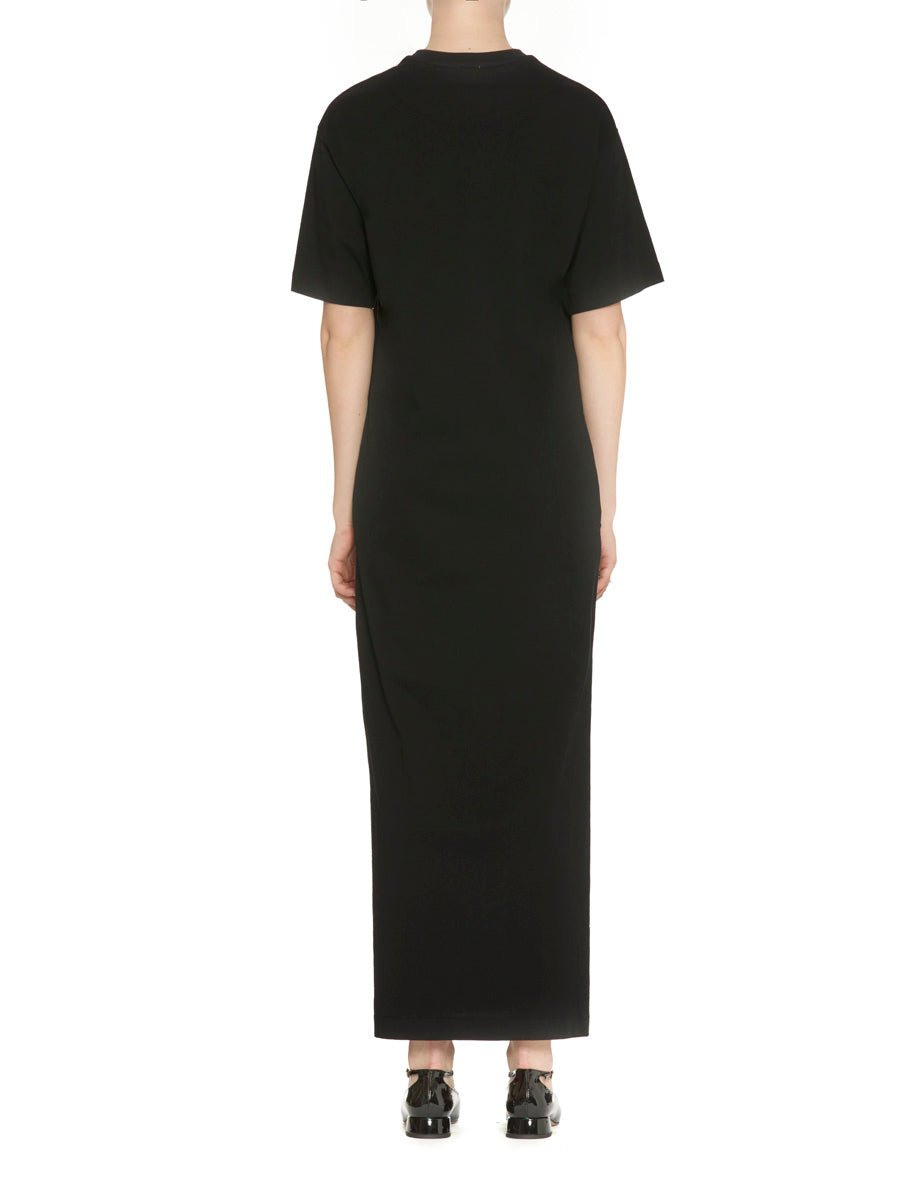 abito lungo ricamo in filo floreale nero - Frida SRL