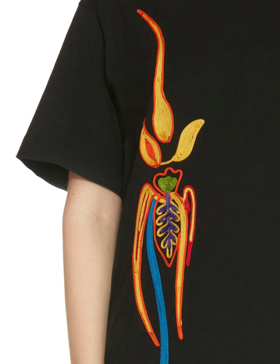 abito lungo ricamo in filo floreale nero - Frida SRL