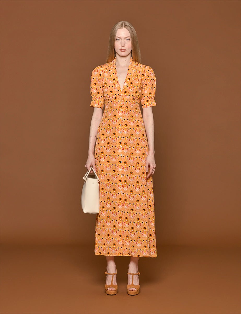 abito lungo roxana sun burst orange - Frida SRL