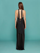 abito lungo schiena nuda raso viscosa nero - n21 alessandro dell'acqua - abito