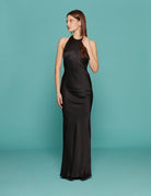 abito lungo schiena nuda raso viscosa nero - n21 alessandro dell'acqua - abito