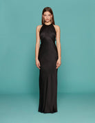 abito lungo schiena nuda raso viscosa nero - n21 alessandro dell'acqua - abito
