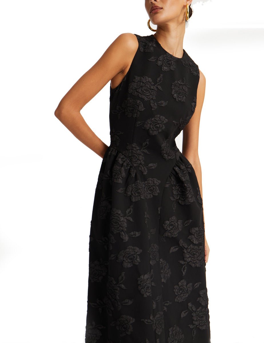 abito midi jacquard black - rotate - abito