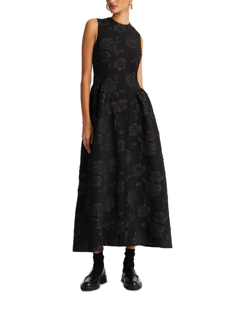 abito midi jacquard black - rotate - abito