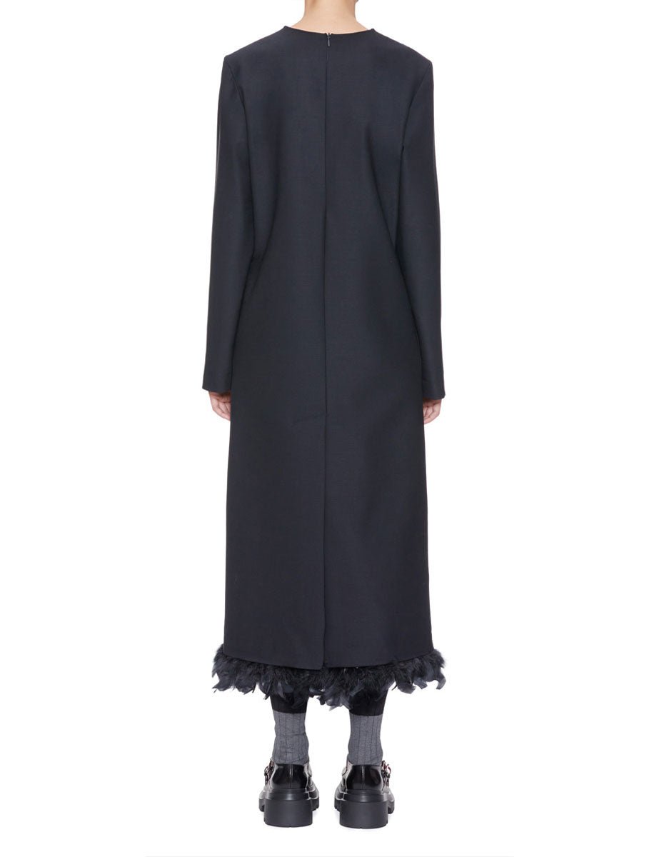 abito midi piume blu melange - plan c - abito