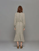 abito midi ricamo blu moro panna - Frida SRL