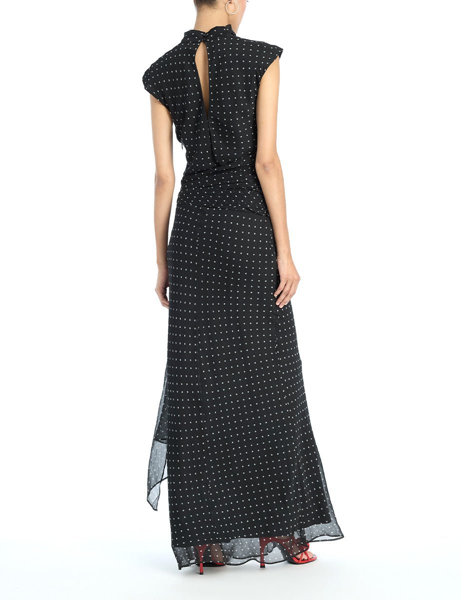 abito midi stampa fiorellini nero - rotate - miniabito