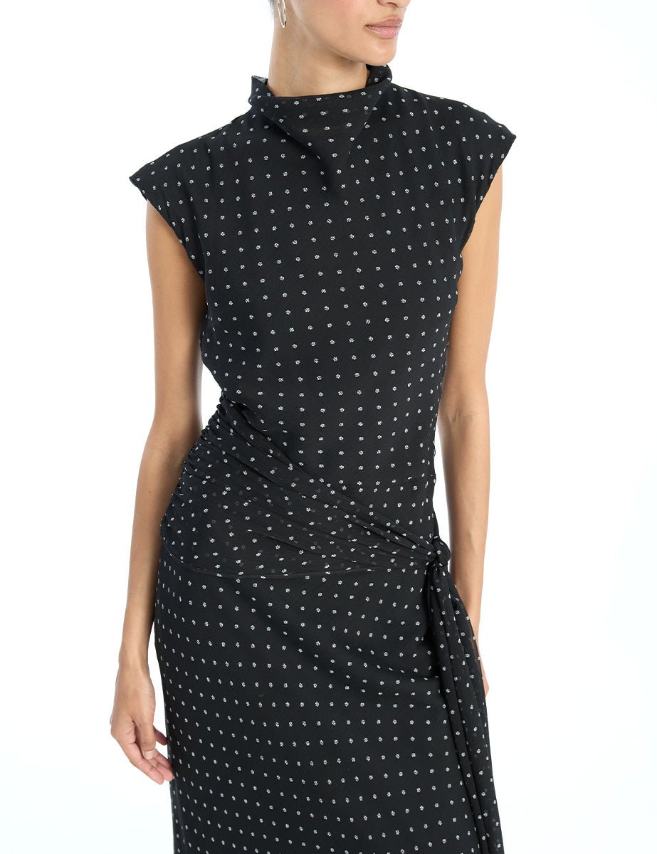 abito midi stampa fiorellini nero - rotate - miniabito