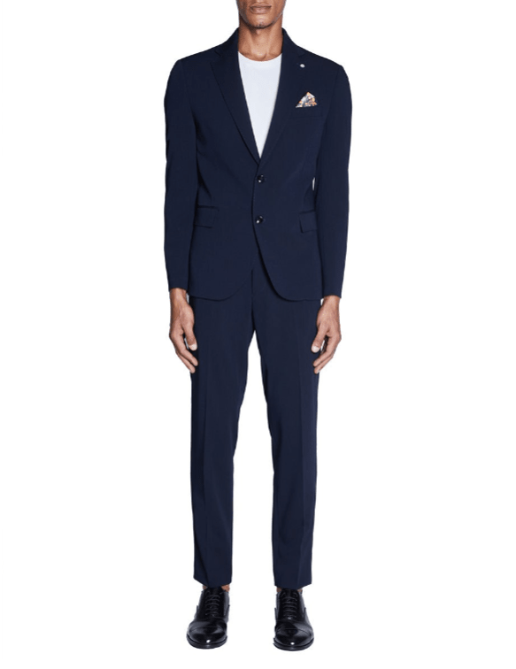 abito monopetto tessuto stretch blu - bharnaba - completo monopetto