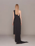 abito monospalla crepe nero pois cipria - n21 alessandro dell'acqua - abito