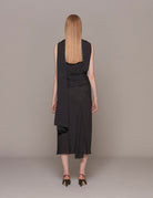 abito monospalla crepe nero pois cipria - n21 alessandro dell'acqua - abito