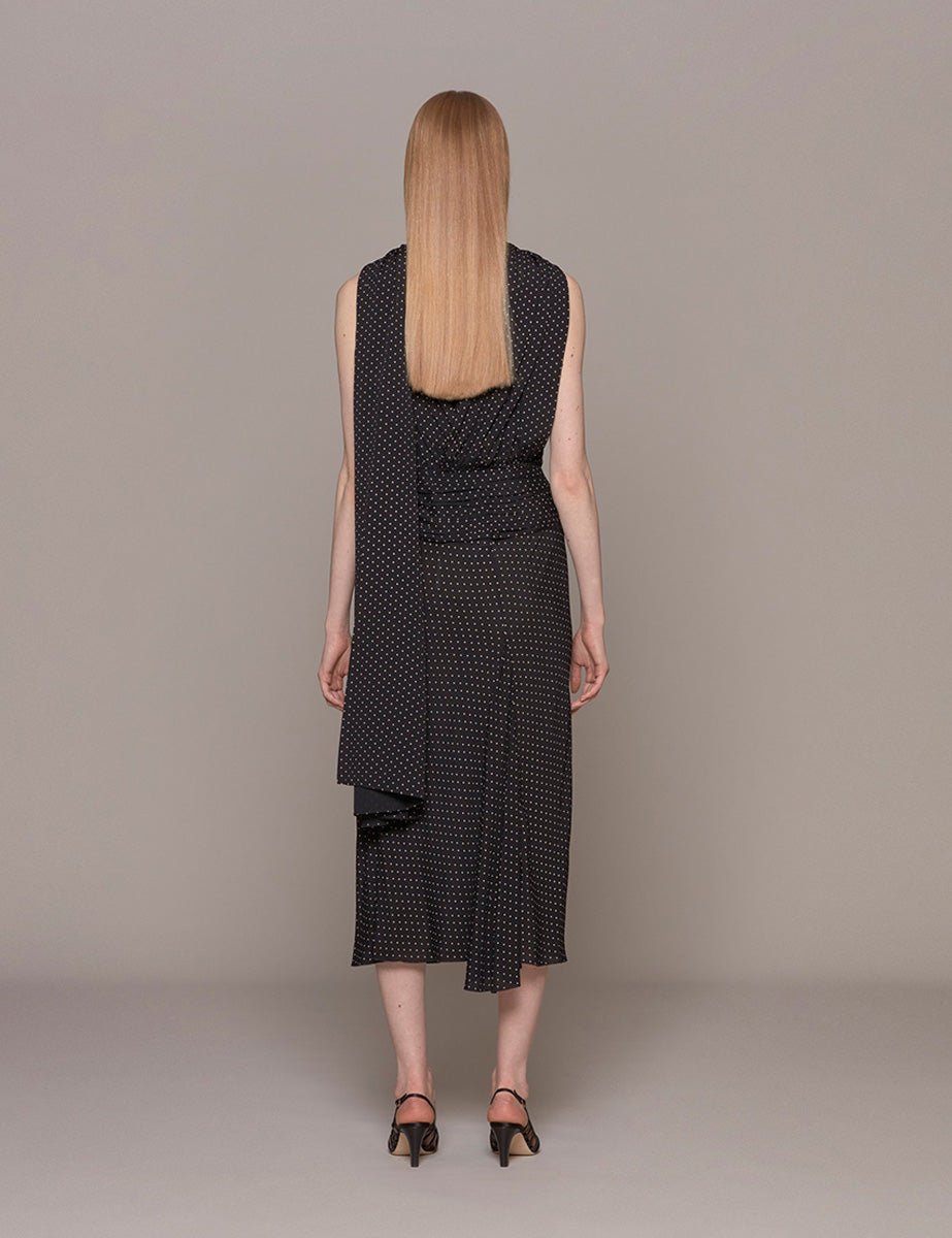 abito monospalla crepe nero pois cipria - n21 alessandro dell'acqua - abito