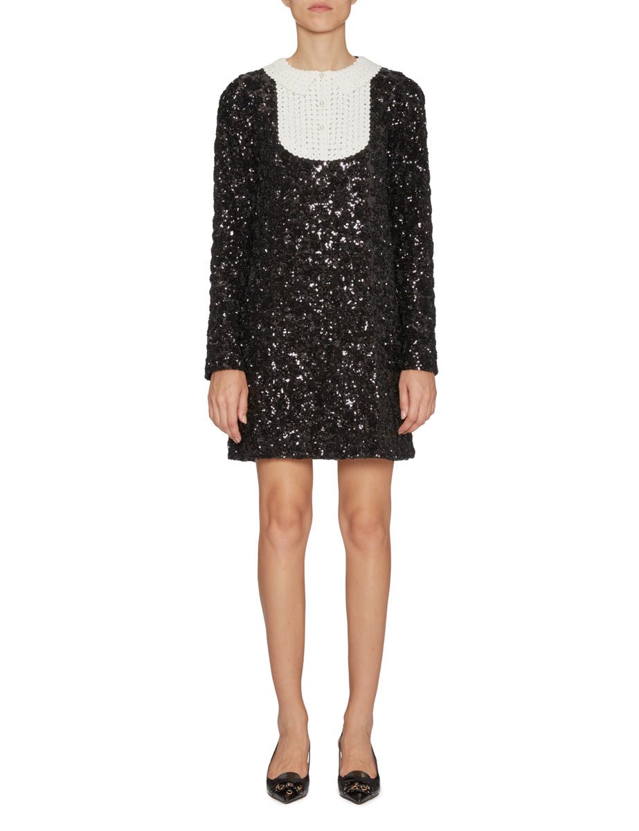abito paillettes davantino crochet nero - Frida SRL