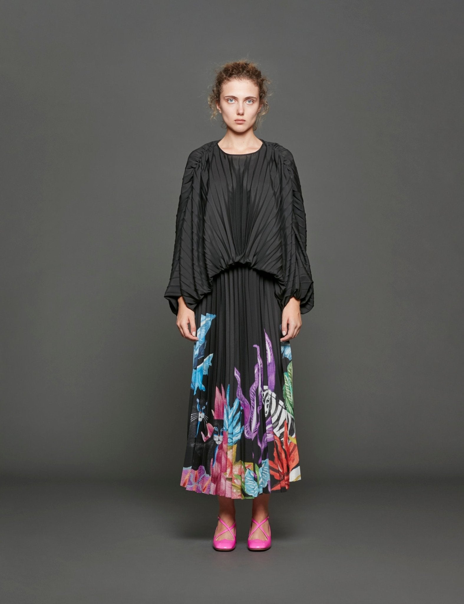 abito plisse nero - stella jean - abito