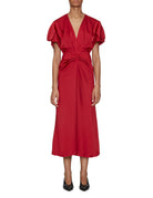 abito raso scollo v rosso - blufrida - abito