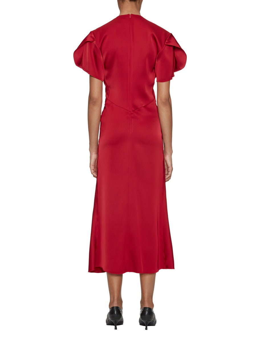 abito raso scollo v rosso - blufrida - abito