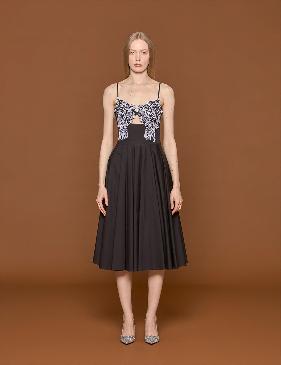 abito ricamo colombe nero - stella jean - abito