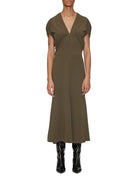 abito scollo v crepe stretch militare - blufrida - abito