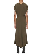 abito scollo v crepe stretch militare - blufrida - abito