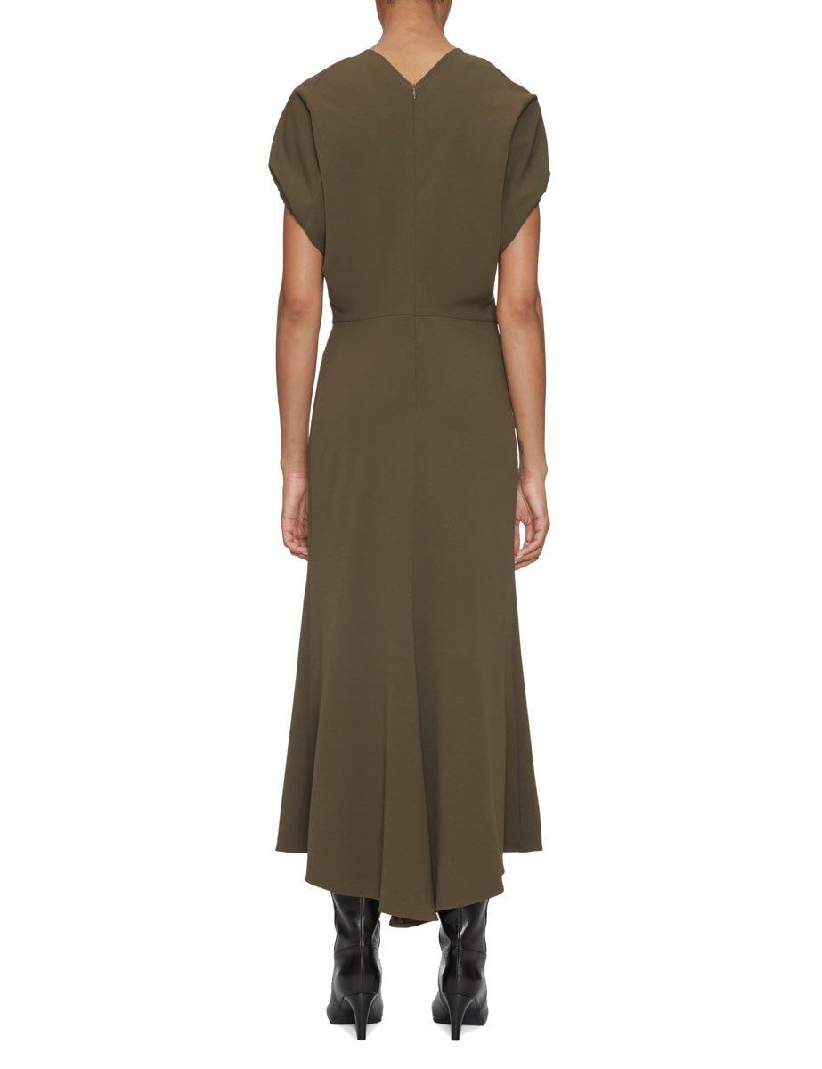 abito scollo v crepe stretch militare - blufrida - abito