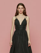 abito taffettas plisse nero - Frida SRL
