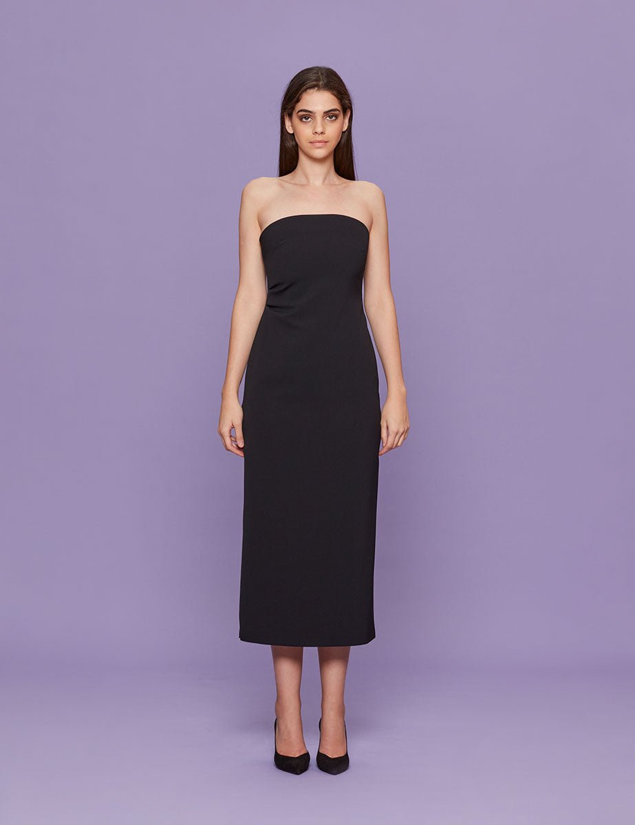 abito tubino crepe nero - blufrida - abito