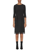 abito tubino doppio crepe pizzo nero - blufrida - abito