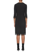 abito tubino doppio crepe pizzo nero - blufrida - abito