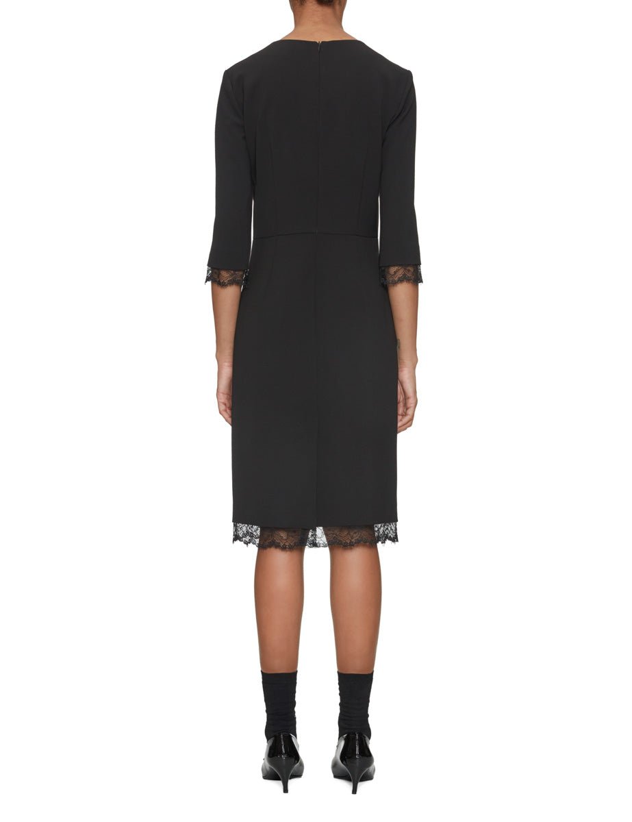 abito tubino doppio crepe pizzo nero - blufrida - abito