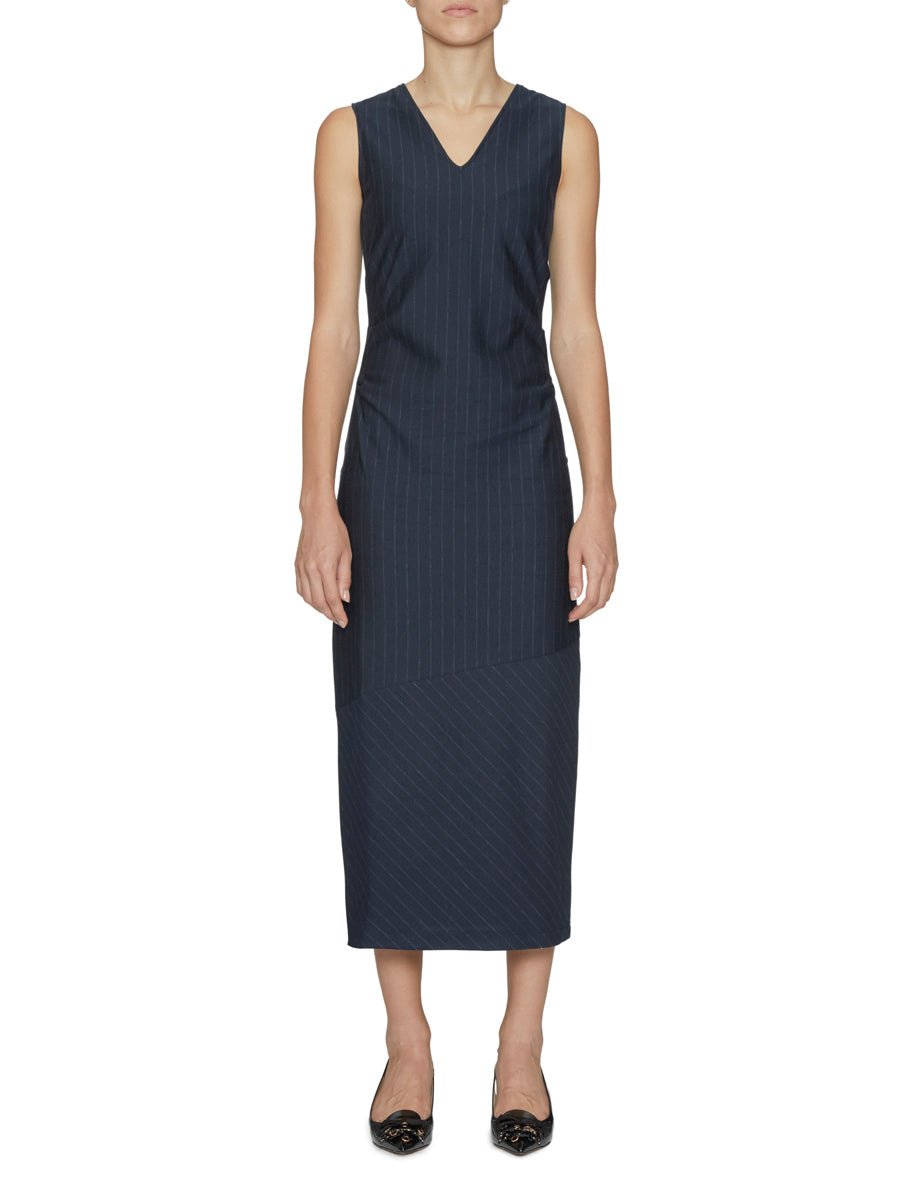abito tubino gessato blu notte - Frida SRL