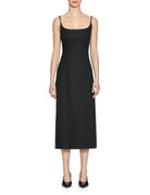 abito tubino lino stretch nero - alysi - abito