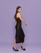 abito tubino paillettes nero - Frida SRL