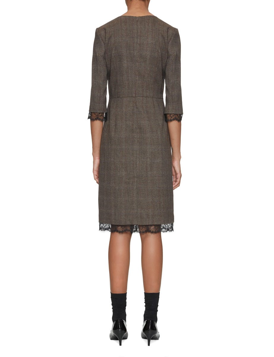 abito tubino tartan pizzo moro - blufrida - abito