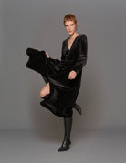 abito velluto lurex nero - blufrida - abito