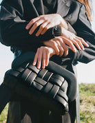 bag bios weaved vegan caramel - the moire - clutch