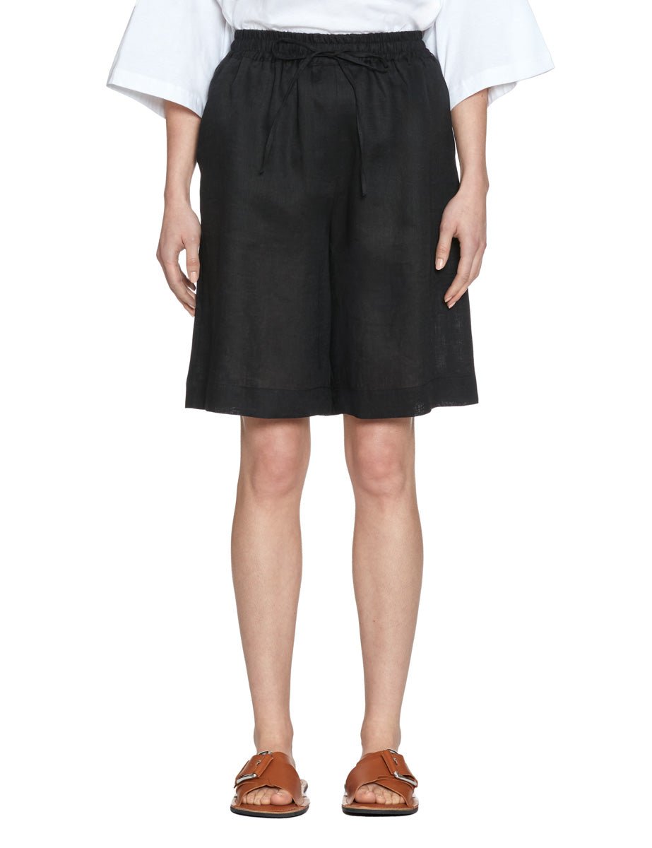 bermuda lino elastico vita nero - beatrice b - bermuda