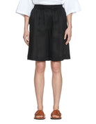 bermuda lino elastico vita nero - beatrice b - bermuda