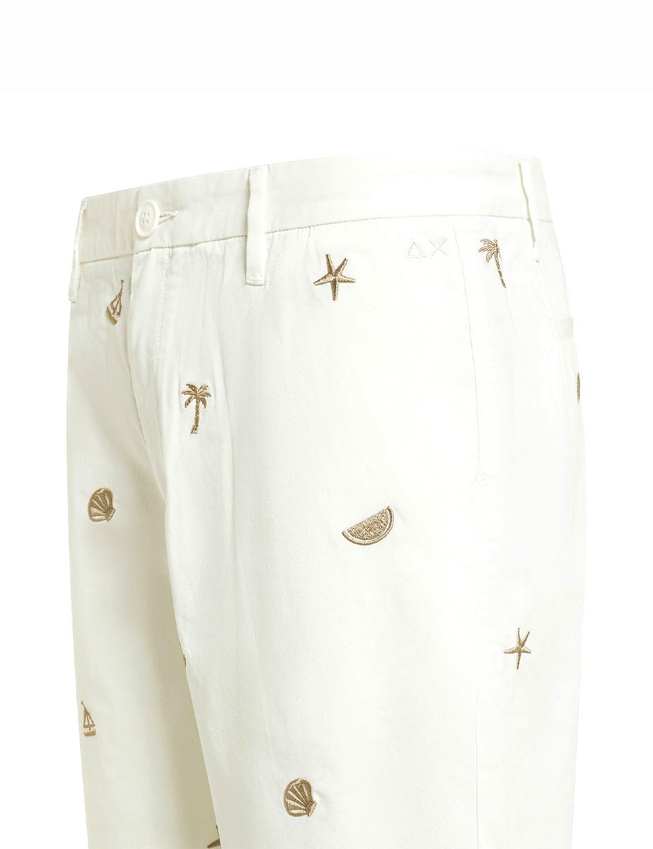 bermuda ricamo cotone bianco panna - sun68 - bermuda