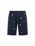 bermuda ricamo fiori blu navy - Frida SRL