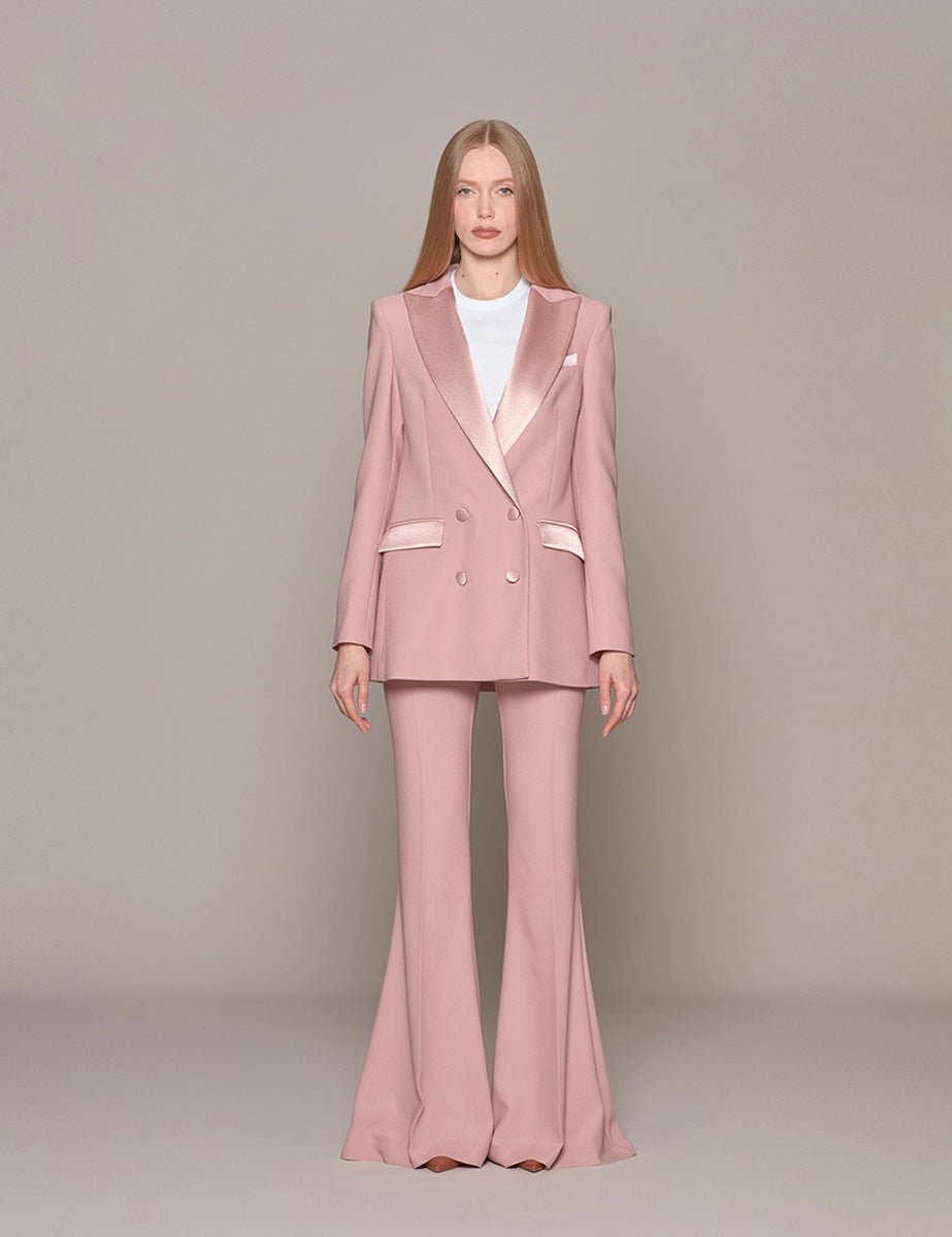 blazer cady doppiopetto revere powder pink - hebe studio - blazer