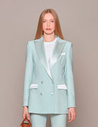 blazer cady doppiopetto revere teal agave - hebe studio - blazer
