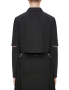 blazer cropped tropical wool black - Frida SRL