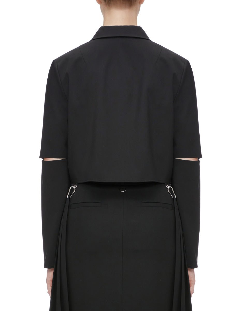 blazer cropped tropical wool black - Frida SRL