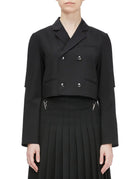 blazer cropped tropical wool black - Frida SRL