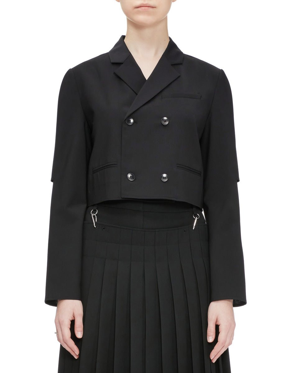 blazer cropped tropical wool black - Frida SRL