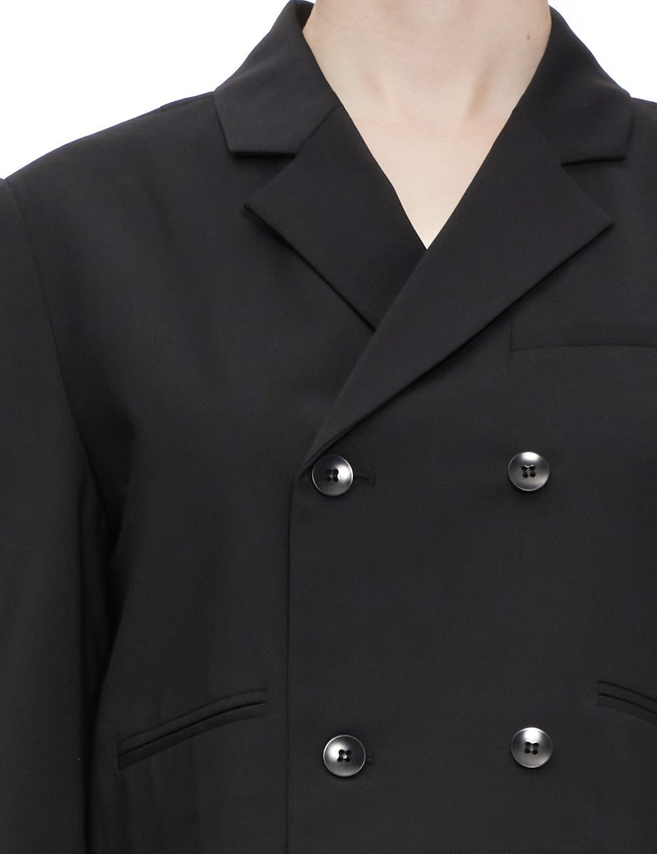 blazer cropped tropical wool black - Frida SRL