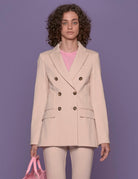 blazer doppio petto punto milano panna - blufrida - blazer
